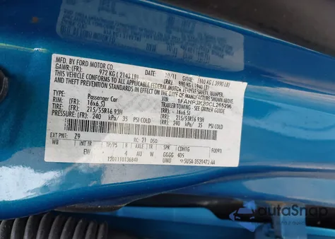 2012 Ford Focus Se from USA, damaged, VIN 1FAHP3K20CL265296